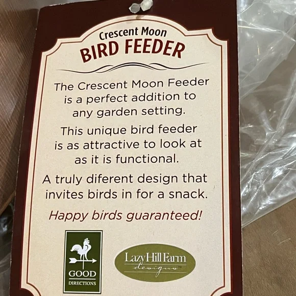 Metal Copper-Colored Hanging Crescent Moon Bird Feeder - Picture 8 of 9